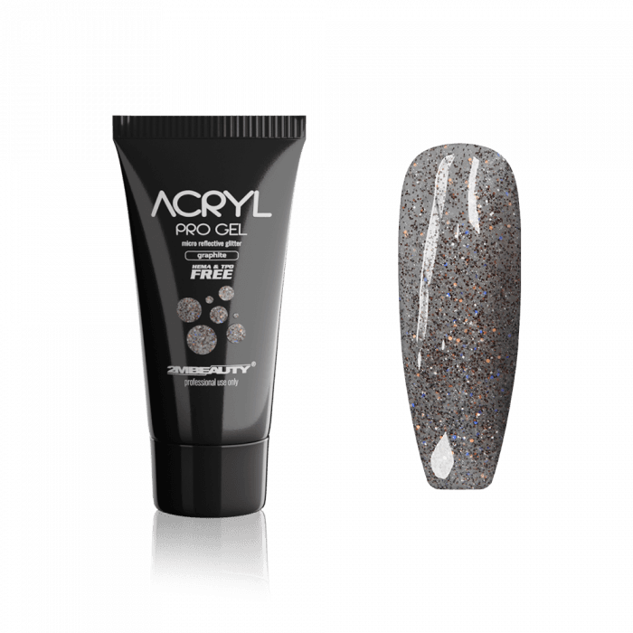 Acryl Pro Gel Micro Reflective Glitter Graphite - Brez HEMA & TPO — 15 g
